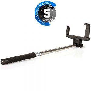 Suporte para Selfie Wireless IPhone Galaxy Preto - Kit com 5