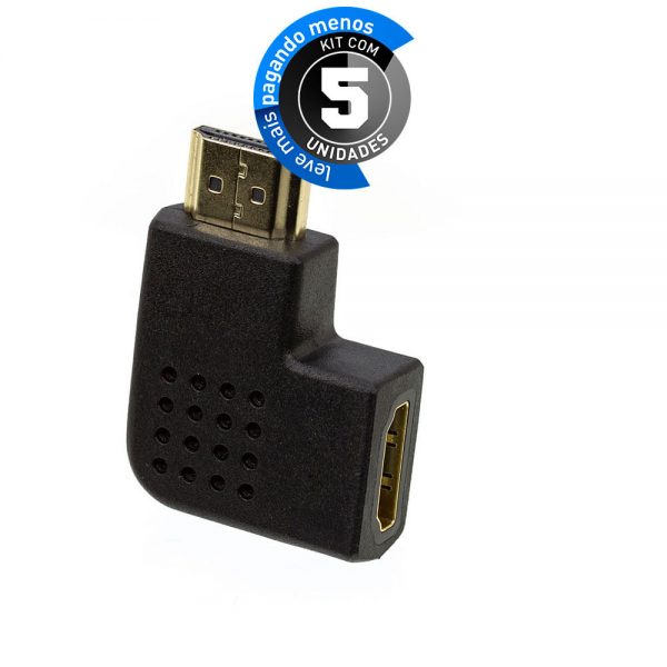 Adaptador 90 Graus Ponta HDMI - Kit com 5