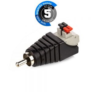 Adaptador Borne Pressão RCA Macho - Kit com 5