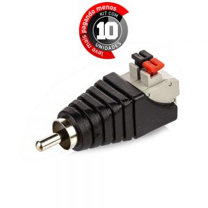 Adaptador Borne Pressão RCA Macho - Kit com 10