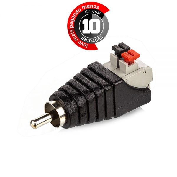 Adaptador Borne Pressão RCA Macho - Kit com 10
