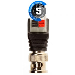 Adaptador Borne Pressão Plug BNC Macho - Kit com 5