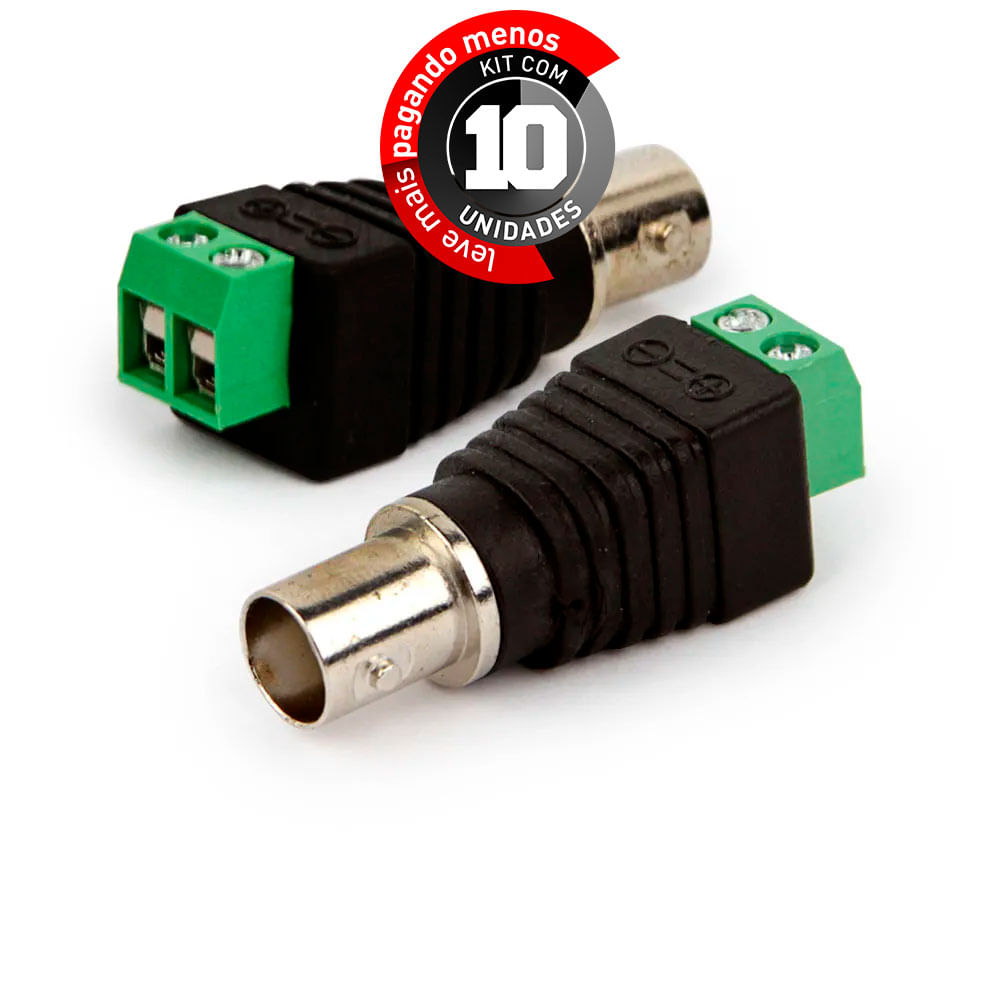 Adaptador Borne Plug BNC Fêmea - Kit com 10