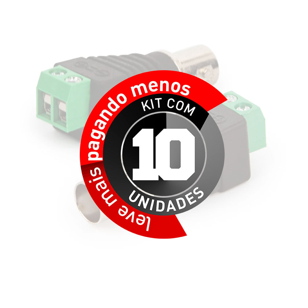 Adaptador Borne Plug BNC Fêmea - Kit com 10 - Imagem 2