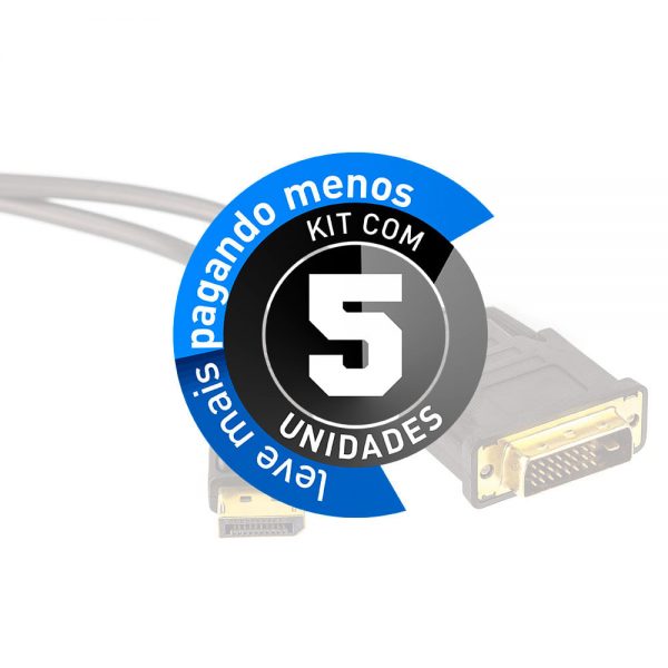 Adaptador DisplayPort para DVI Macho - 3 Metros Kit com 5 - Imagem 2