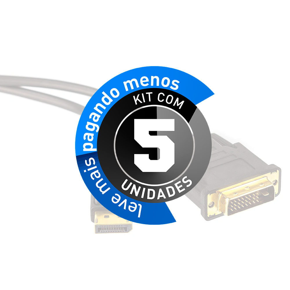 Adaptador DisplayPort para DVI Macho - 1,8 Metro Kit com 5 - Imagem 2