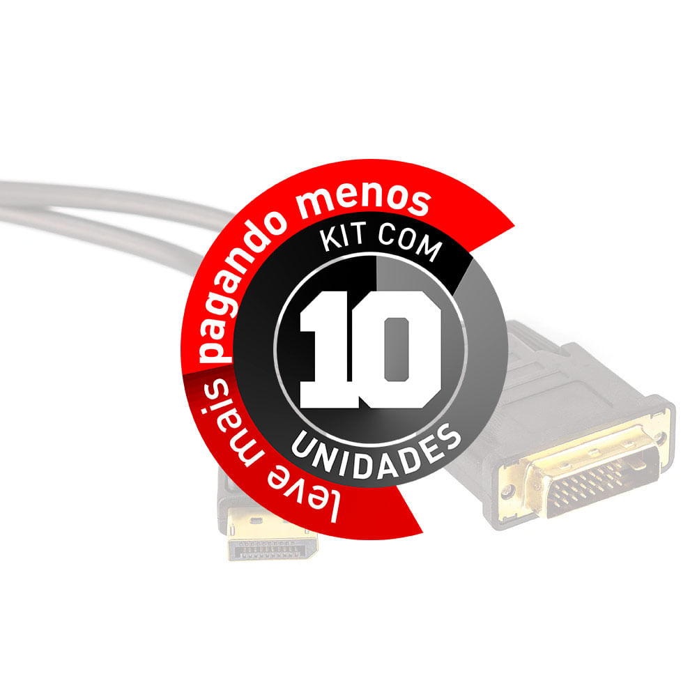 Adaptador DisplayPort para DVI Macho - 1,8 Metro Kit com 10 - Imagem 2