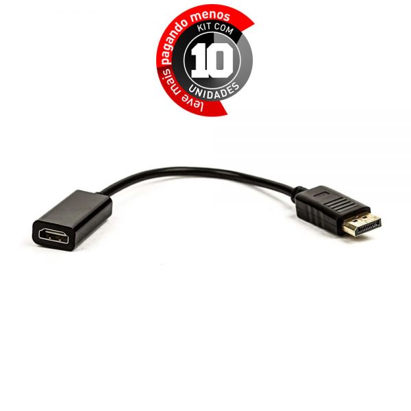 Adaptador DisplayPort para HDMI Preto - Kit com 10