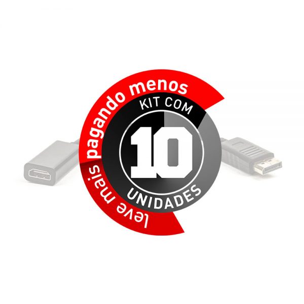 Adaptador DisplayPort para HDMI Preto - Kit com 10 - Imagem 2