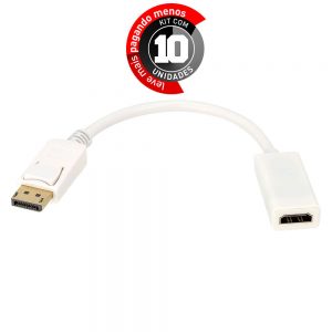 Adaptador DisplayPort para HDMI Branco - Kit com 10