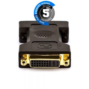 Adaptador DVI-I Fêmea para VGA Macho - Kit com 5