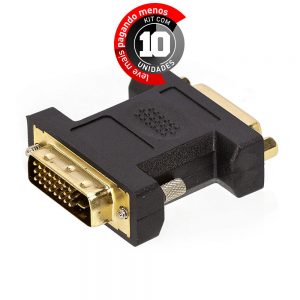 Adaptador DVI Macho para DVI Fêmea - Kit com 10