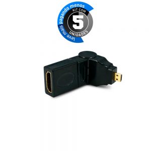 Adaptador HDMI Fêmea Para Micro HDMI Macho 360º - Kit com 5