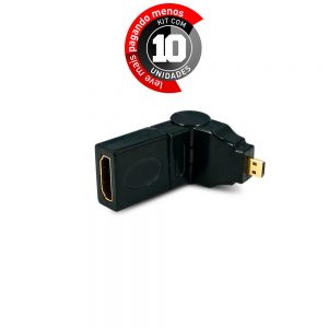 Adaptador HDMI Fêmea Para Micro HDMI Macho 360º - Kit com 10