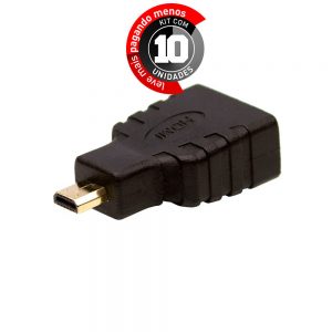 Adaptador HDMI Fêmea Para Micro HDMI Macho - Kit com 10