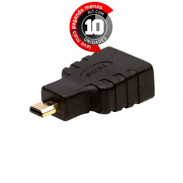 Adaptador HDMI Fêmea Para Micro HDMI Macho - Kit com 10