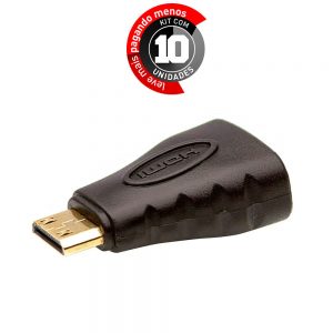 Adaptador HDMI Fêmea Para Mini HDMI Macho - Kit com 10
