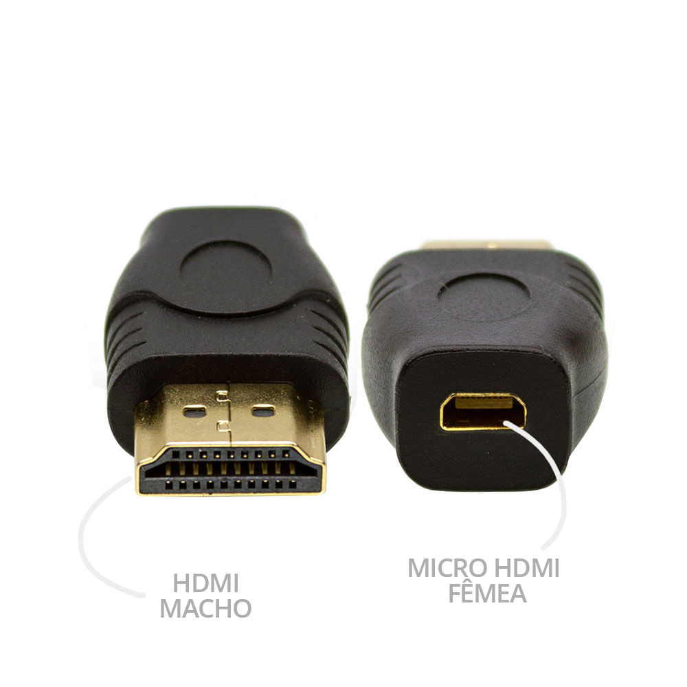 Adaptador HDMI Macho Para Micro HDMI - Fêmea - Imagem 3