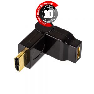 Adaptador Mini HDMI para HDMI 90°/180° Graus - Kit com 10