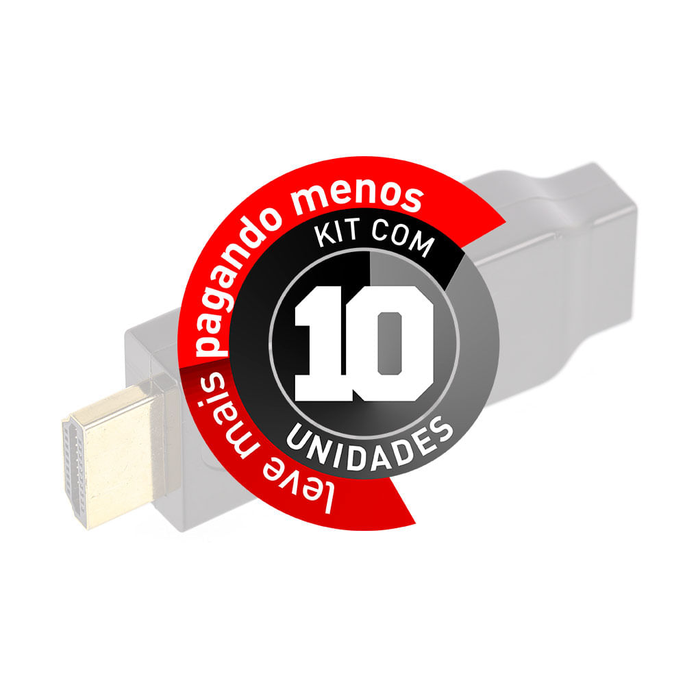 Adaptador Mini HDMI para HDMI 90°/180° Graus - Kit com 10 - Imagem 2