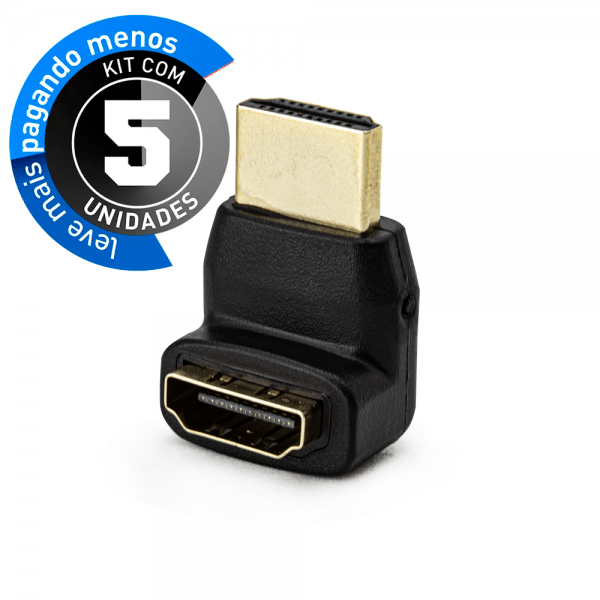 Adaptador L - HDMI Macho para Fêmea - Kit com 5 - Imagem 2