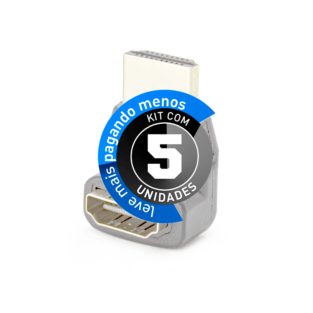 Adaptador L - HDMI Macho para Fêmea - Kit com 5 - Imagem 3