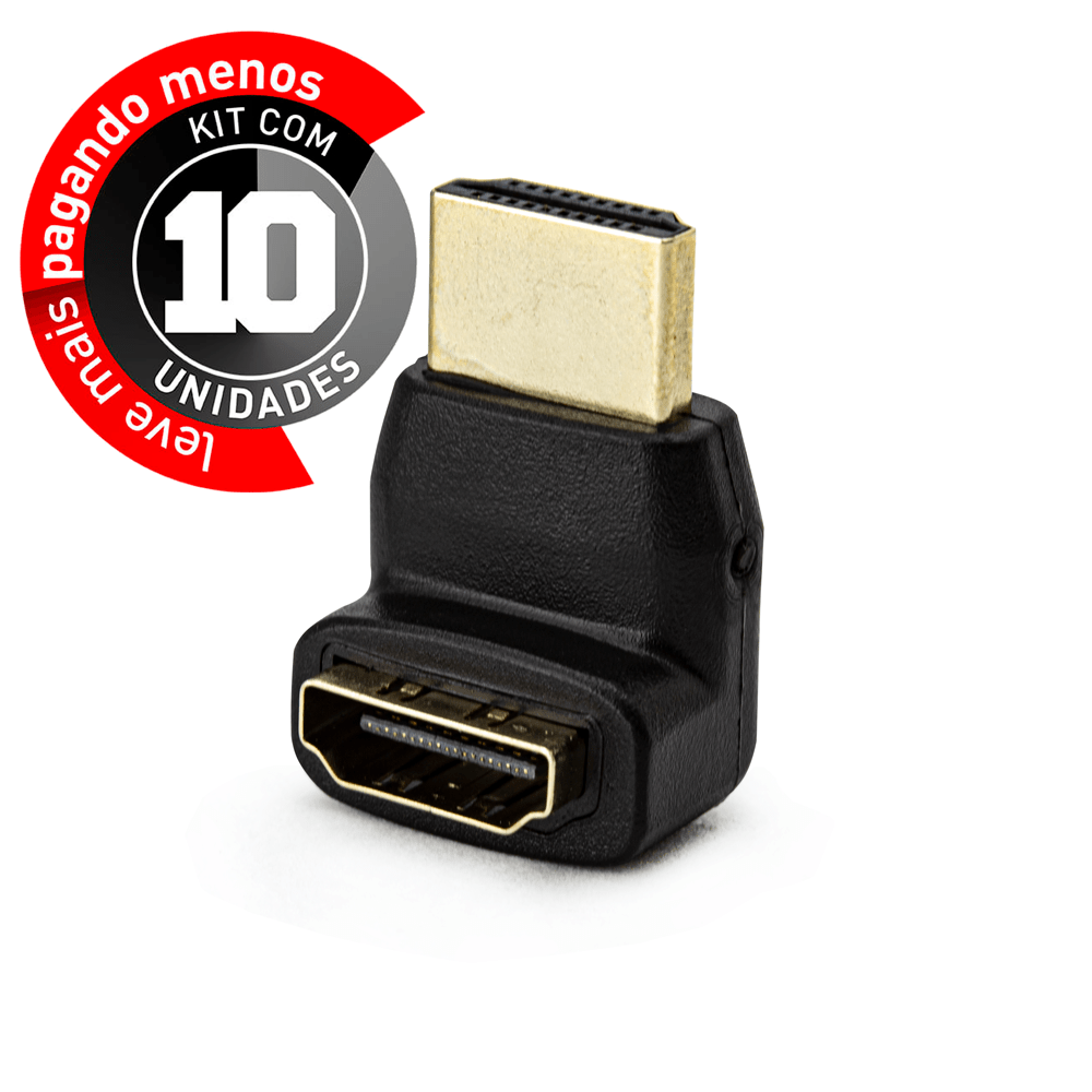 Adaptador L - HDMI Macho para Fêmea - Kit com 10 - Imagem 2