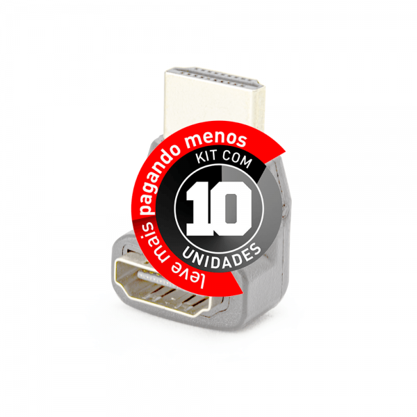 Adaptador L - HDMI Macho para Fêmea - Kit com 10 - Imagem 3