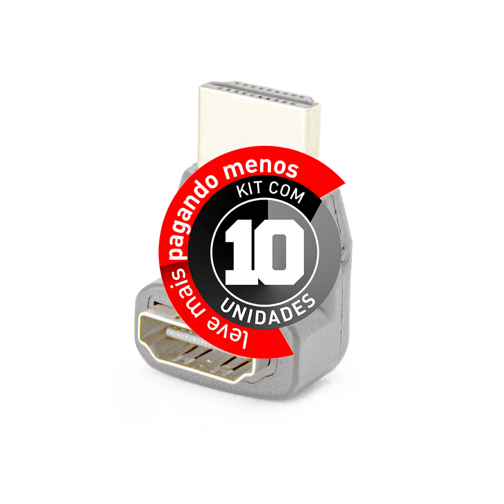 Adaptador L - HDMI Macho para Fêmea - Kit com 10 - Imagem 3