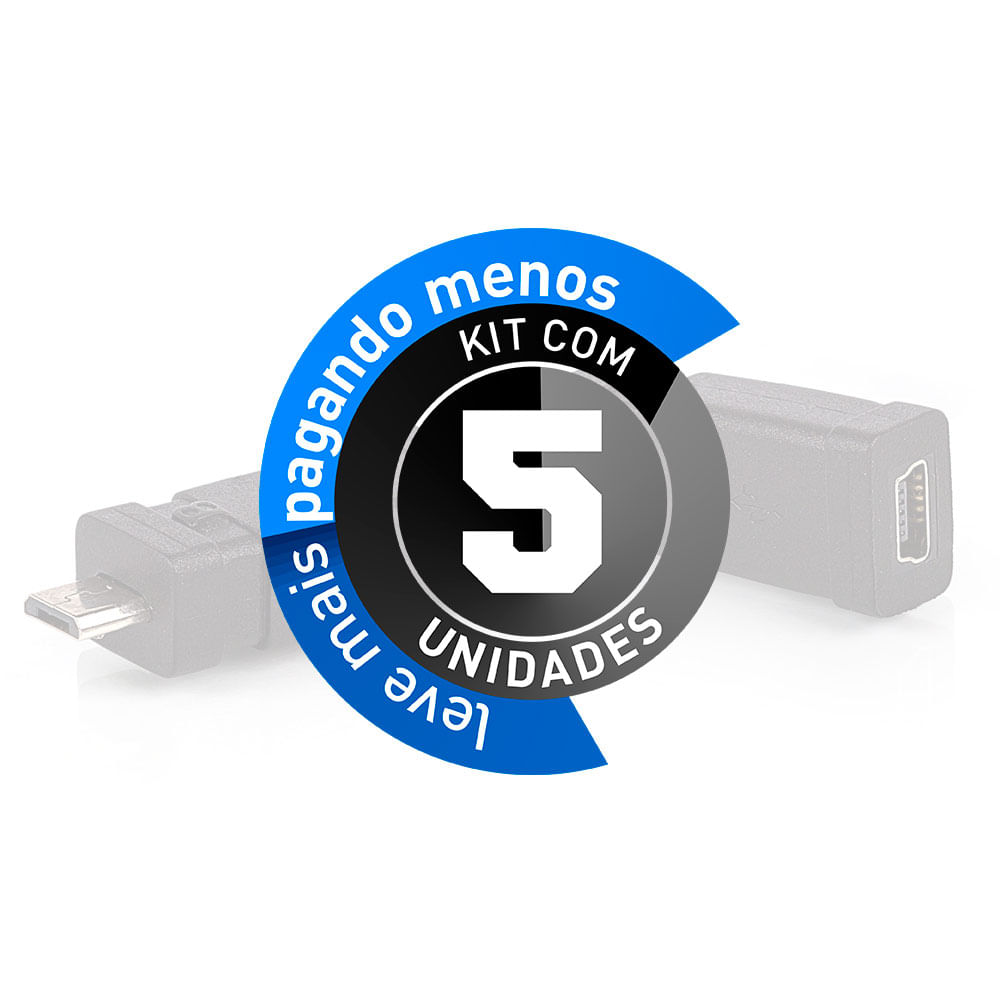 Adaptador Micro USB para Mini USB - Fêmea - Kit com 5 - Imagem 2