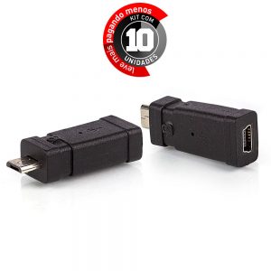 Adaptador Micro USB para Mini USB - Fêmea - Kit com 10