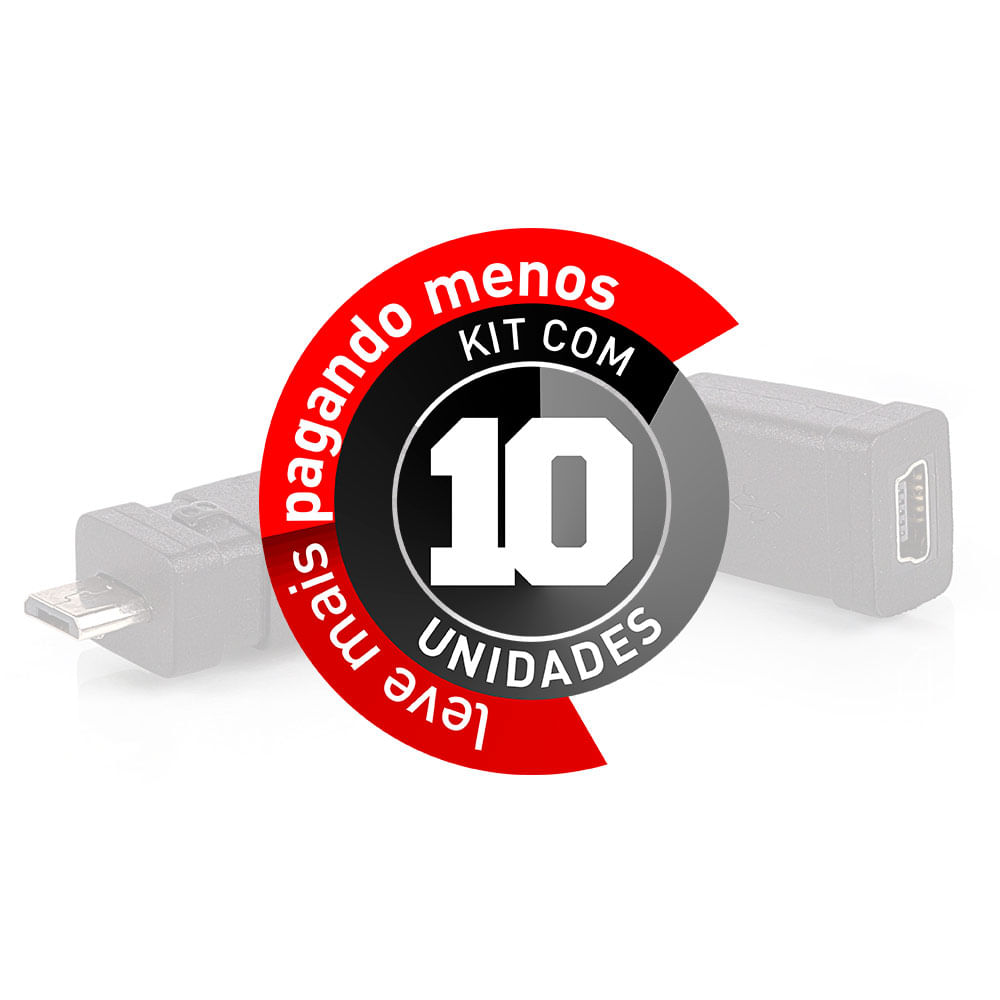 Adaptador Micro USB para Mini USB - Fêmea - Kit com 10 - Imagem 2