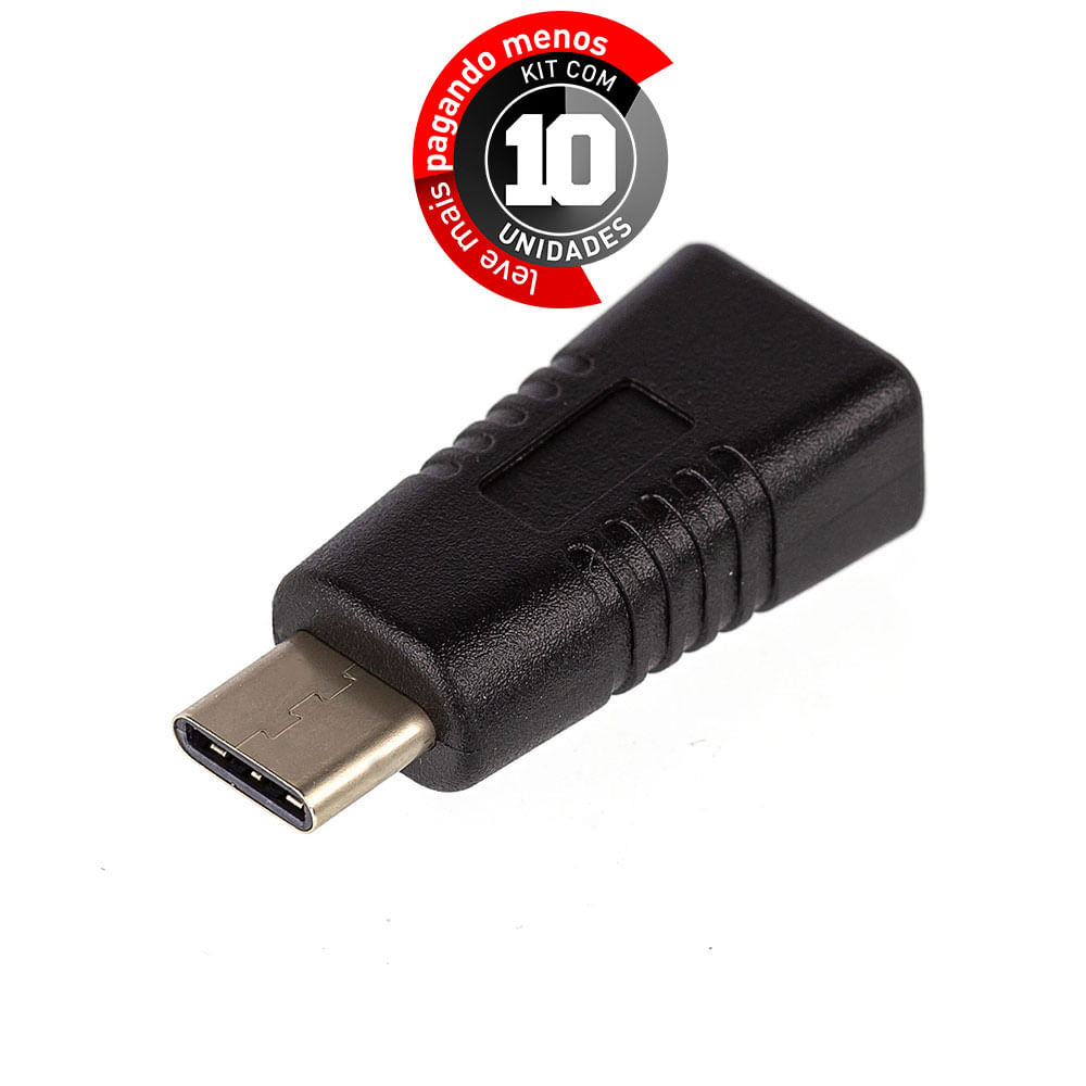 Adaptador Micro USB para USB-C com função OTG - Kit com 10