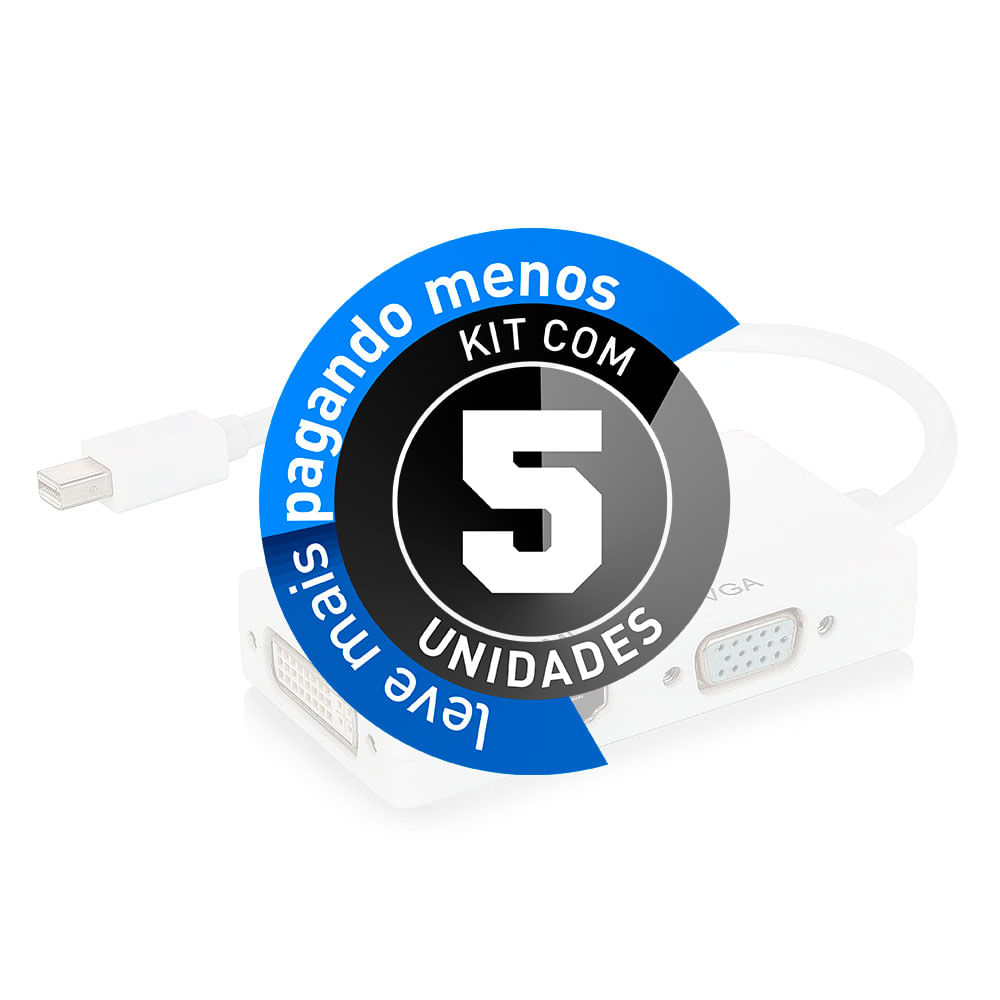 Adaptador Mini Displayport para HDMI VGA DVI - Kit com 5 - Imagem 2