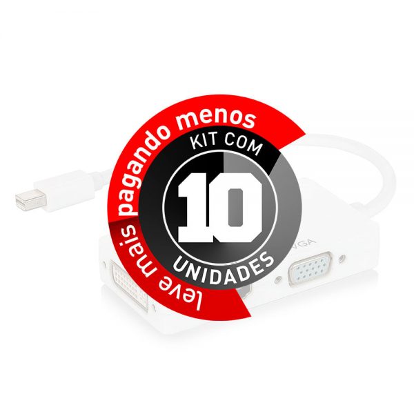 Adaptador Mini Displayport para HDMI VGA DVI - Kit com 10 - Imagem 2