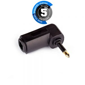 Adaptador Óptico TosLink 90 Graus - Kit com 5