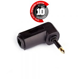 Adaptador Óptico TosLink 90 Graus - Kit com 10