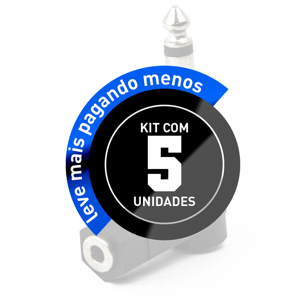 Adaptador P2 para P10 90 Graus Estereo - Kit com 5 - Imagem 2