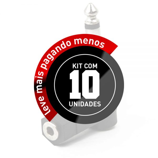 Adaptador P2 para P10 90 Graus Estereo - Kit com 10 - Imagem 2