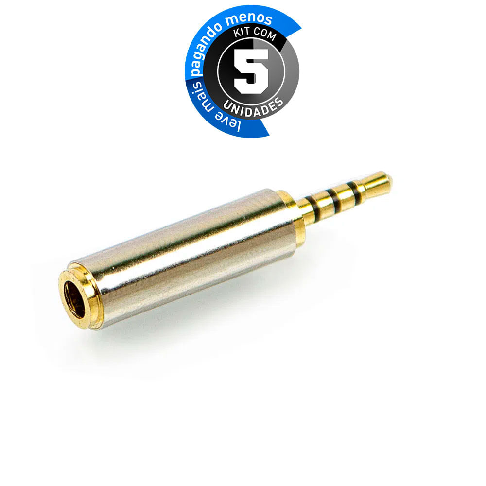 Adaptadores P2 Fêmea Para P1 Macho - Kit com 5