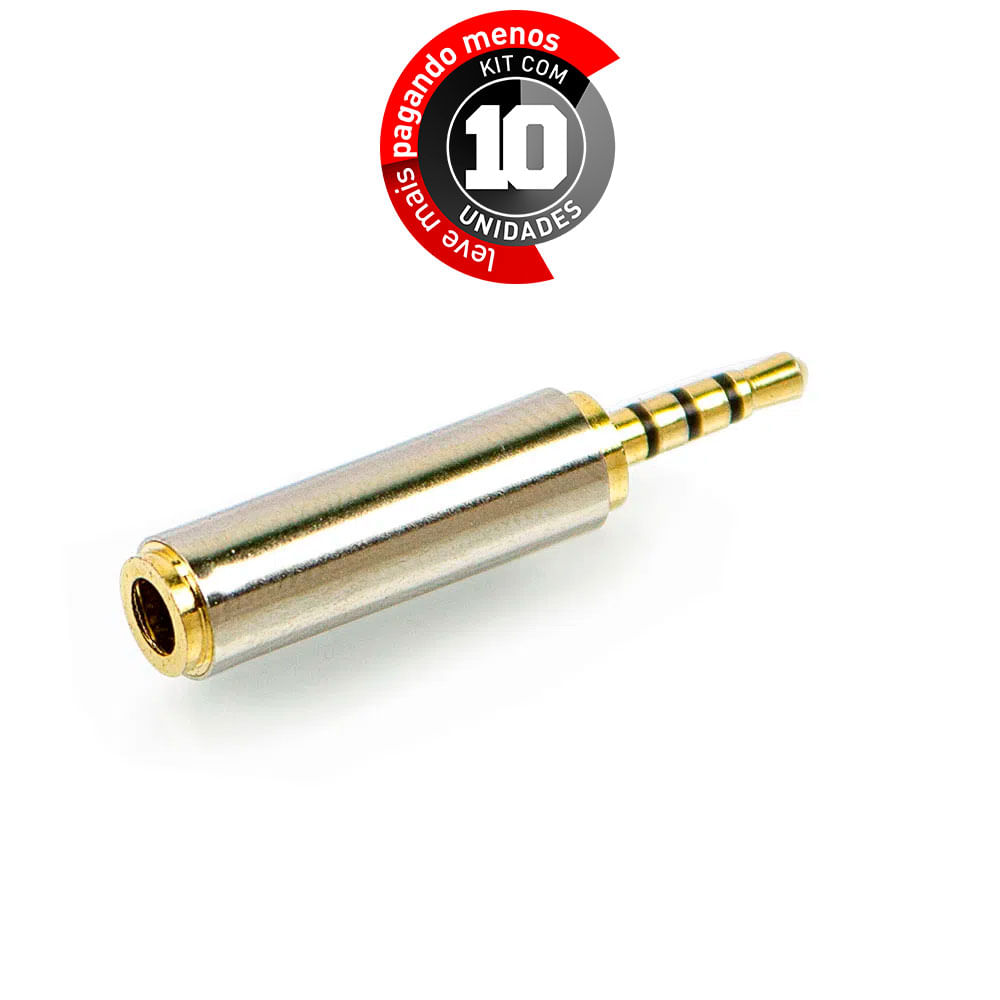 Adaptadores P2 Fêmea Para P1 Macho - Kit com 10