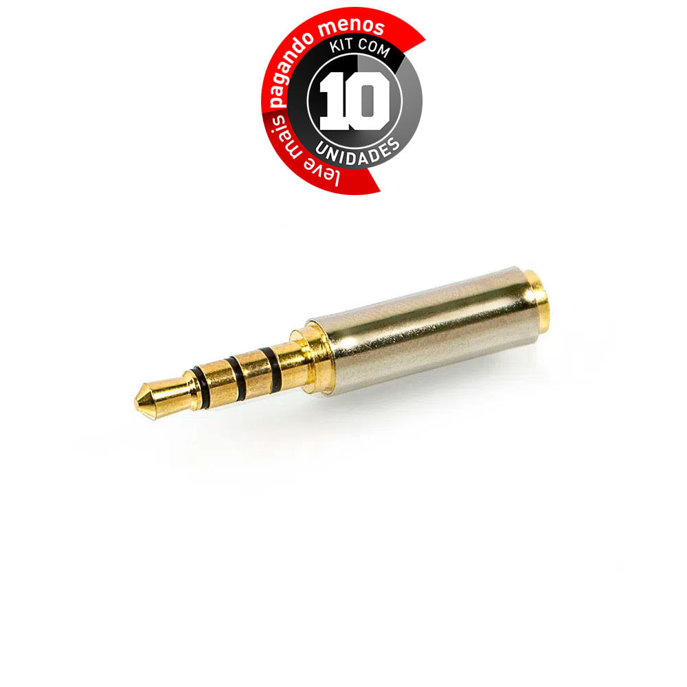 Adaptadores P1 Fêmea Para P2 Macho - Kit com 10