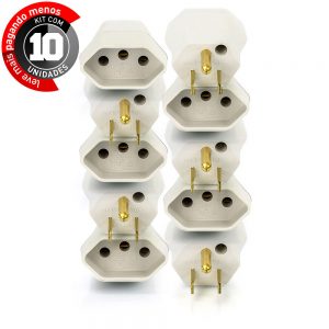 Adaptadores tomada 3 pinos para novo padrão - Kit com 10
