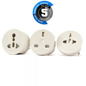Adaptador Universal de Tomadas 3x1 - 110v 220v - Kit com 5