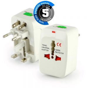 Adaptador Universal de Tomadas 150 Países - Kit com 5