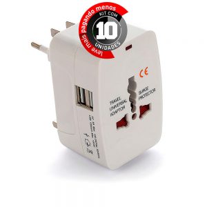 Adaptador Universal de Tomadas com USB - Kit com 10