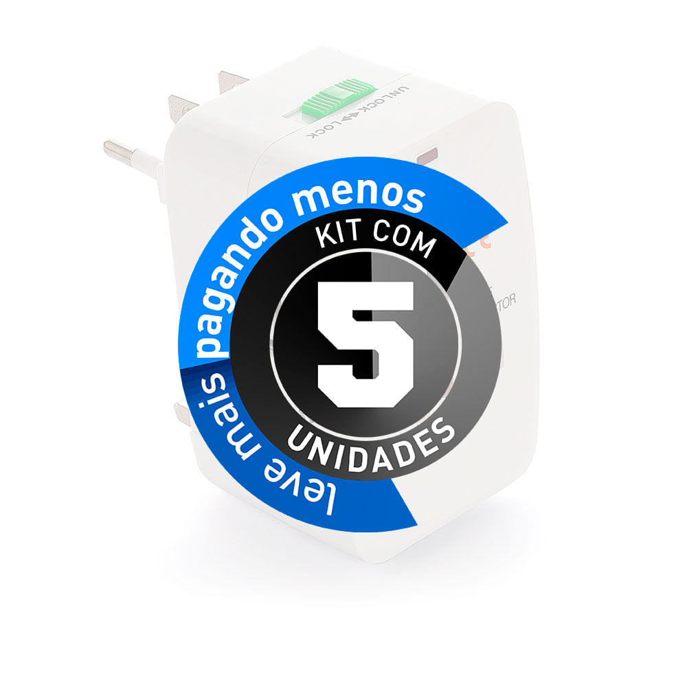 Adaptador Universal de Tomadas com USB - Kit com 5 - Imagem 2