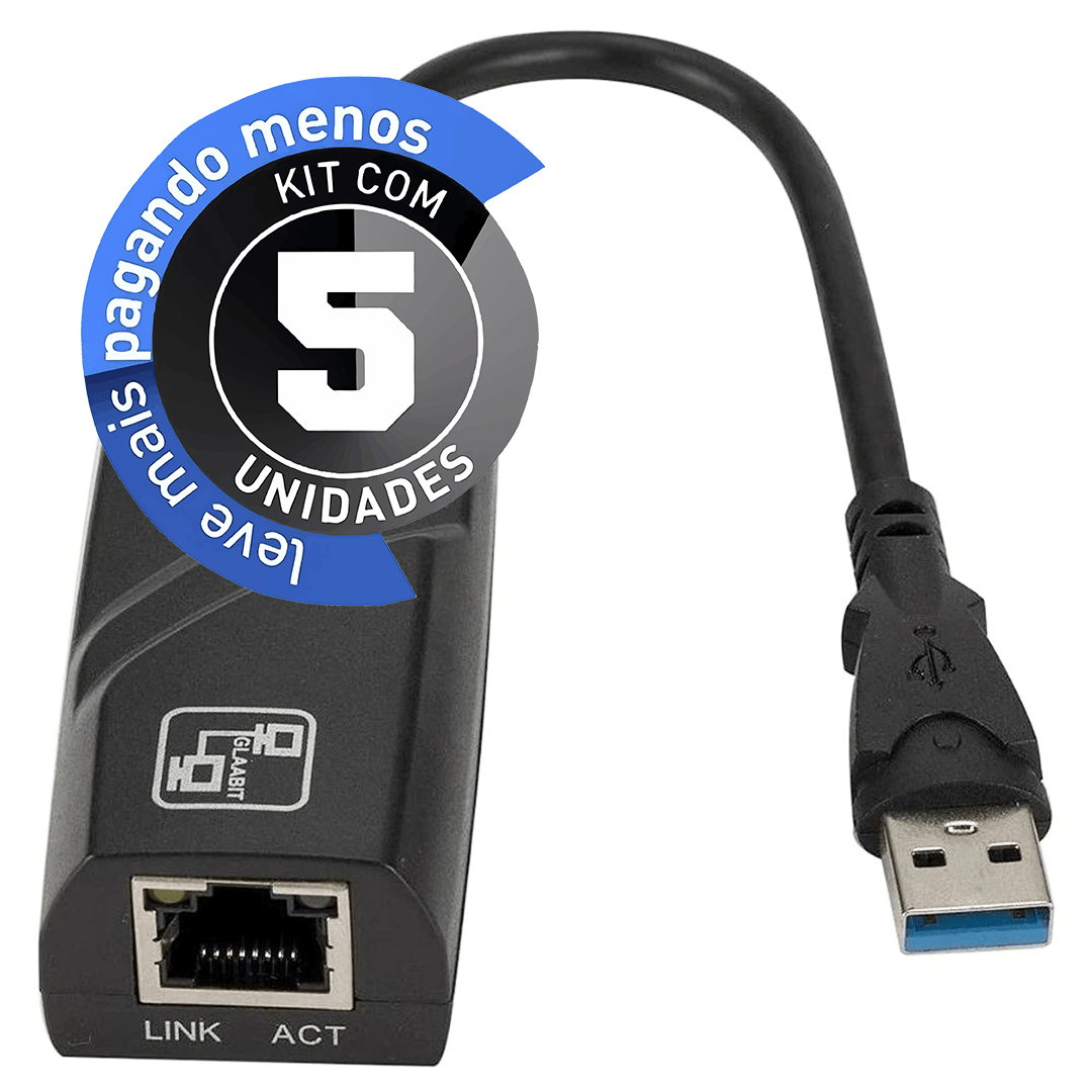 Adaptador USB 3.0 para RJ45 Gigabit - Kit com 5