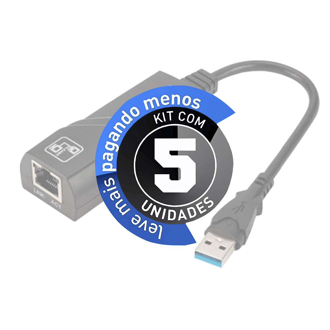Adaptador USB 3.0 para RJ45 Gigabit - Kit com 5 - Imagem 2
