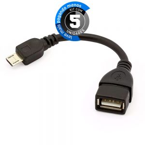 Adaptador USB Fêmea para Micro USB Macho - Kit com 5
